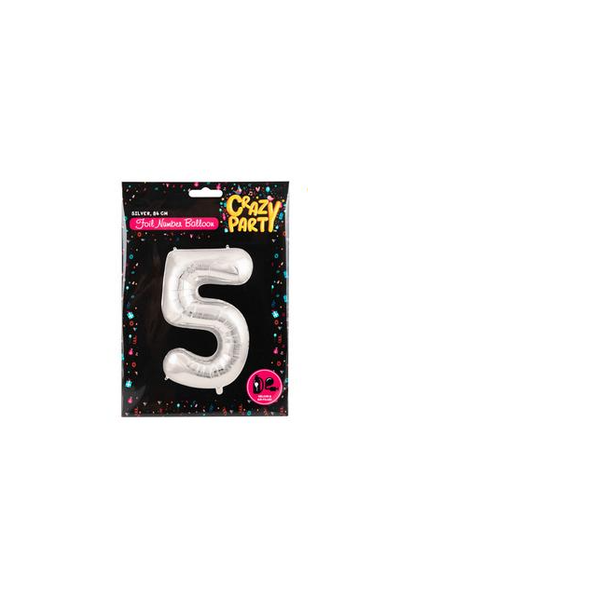 Crazy Party - Silver Foil Helium Balloon 5 (86cm) F-03 x 4