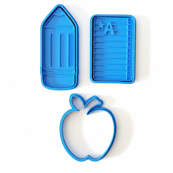 School Cookie Cutter &amp; Stamp Set - Medium Size - 3 Piece