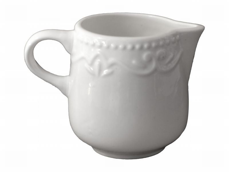 Set of 6 Small White Milk Jug with Embossed design