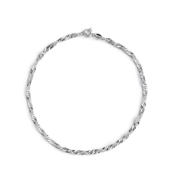 3mm 19cm Sterling Silver Ladies Singapore Bracelet