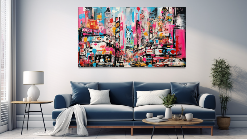 Canvas Wall Art - Cityscape Collage Abstract - BK0314