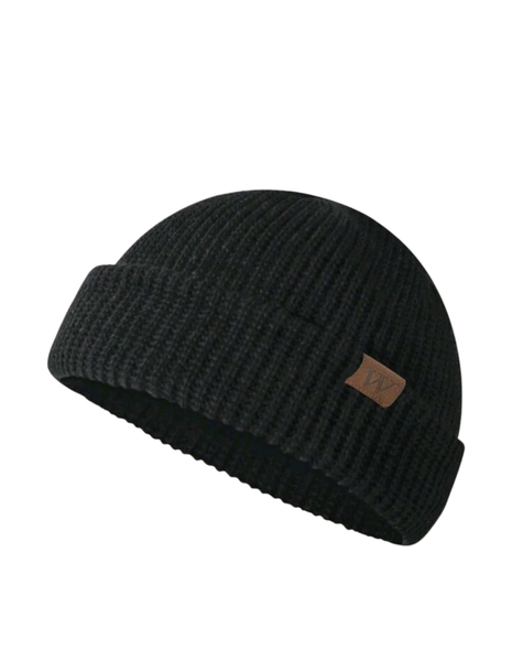 Men's Knit Beanie with Leather Patch
