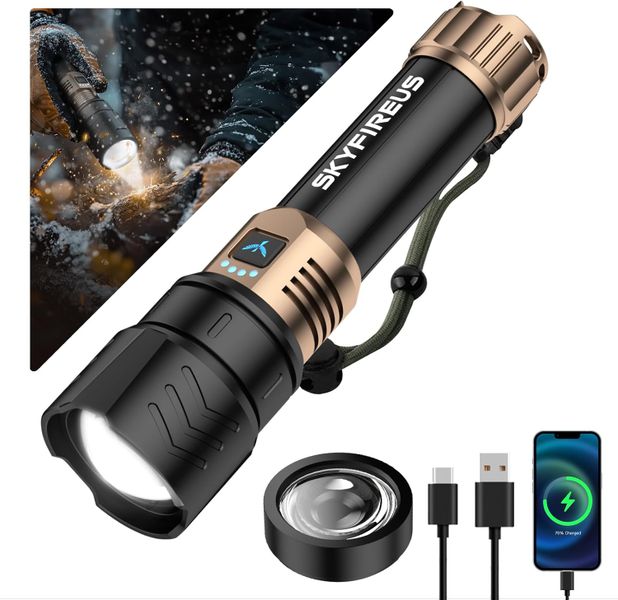 SKYFIRE LED Flashlight 10000 High Lumens Super Bright Flashlight