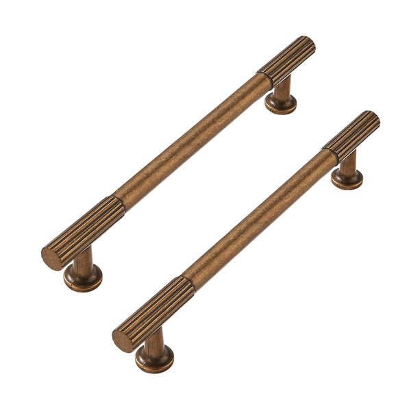 Tool Vintage Striped Bronze Zinc Alloy Cabinet Handles 2Pcs - ( 24cm )