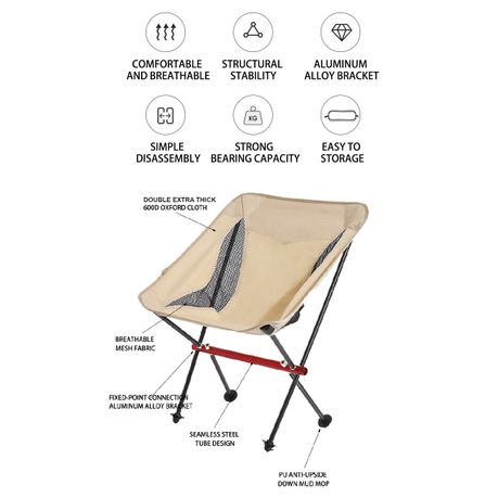 Glamping Ultralight Portable Folding Camping Chair x 2 Beige