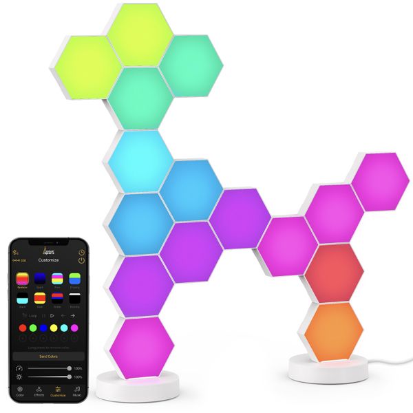 LinkedSparx Starter Kit 16pc Smart LED RGB Gaming Hexagon Lights