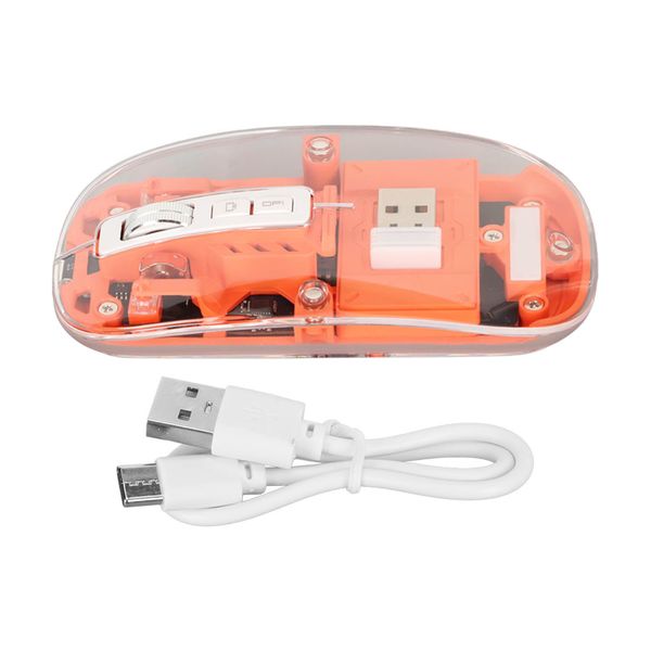 Wireless Mouse Office Transparent RGB Orange