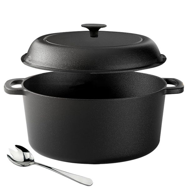 4.0 Liters - Pre-Seasoned Cast Iron Dutch Oven Pot with Lid Dual Handle