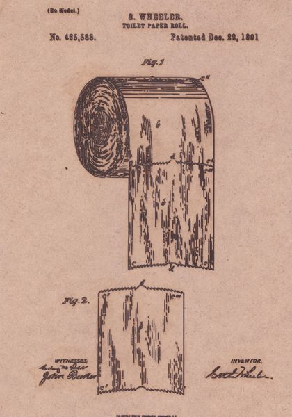 Vintage Patent Sketch Style Toilet Paper Roll - Unframed