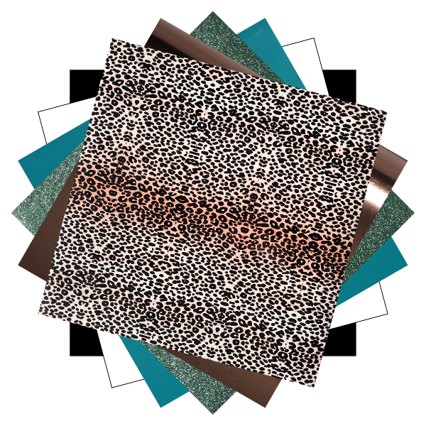 Krigie Heat Transfer Vinyl Sampler - Blue Leopard (6 Sheets)