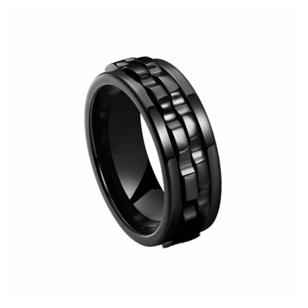Spinner Ring for Men-8mm Gear Fidget Spinner Ring In Anxiety Relief