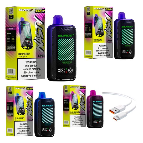 Nasty Surge 55k Berry Mix Variety pack of 4 + DiscoVape Charging Cable