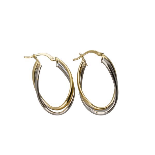 Eterniti 9kt Yellow and White Gold Two Tone Hoop Earrings