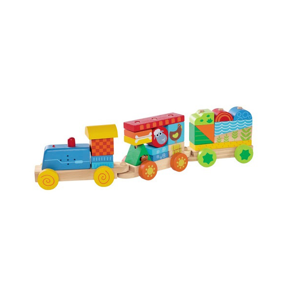 25 Pieces Of Children's Educational Wooden Stacking Blocks Train Toy Set