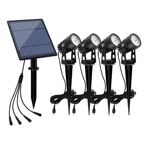 4-in-1 Solar Spotlights Landscape Lights Low Voltage with 4 Cool Whitet