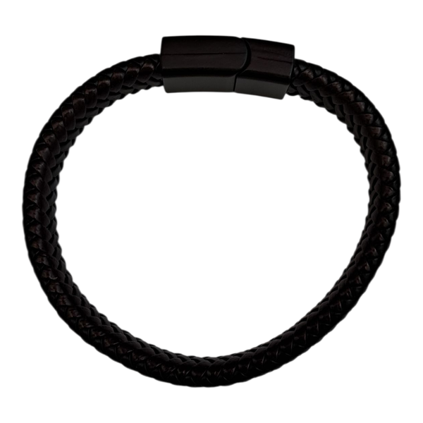Gift Emporium Single-Braid Dark Leather Bracelet