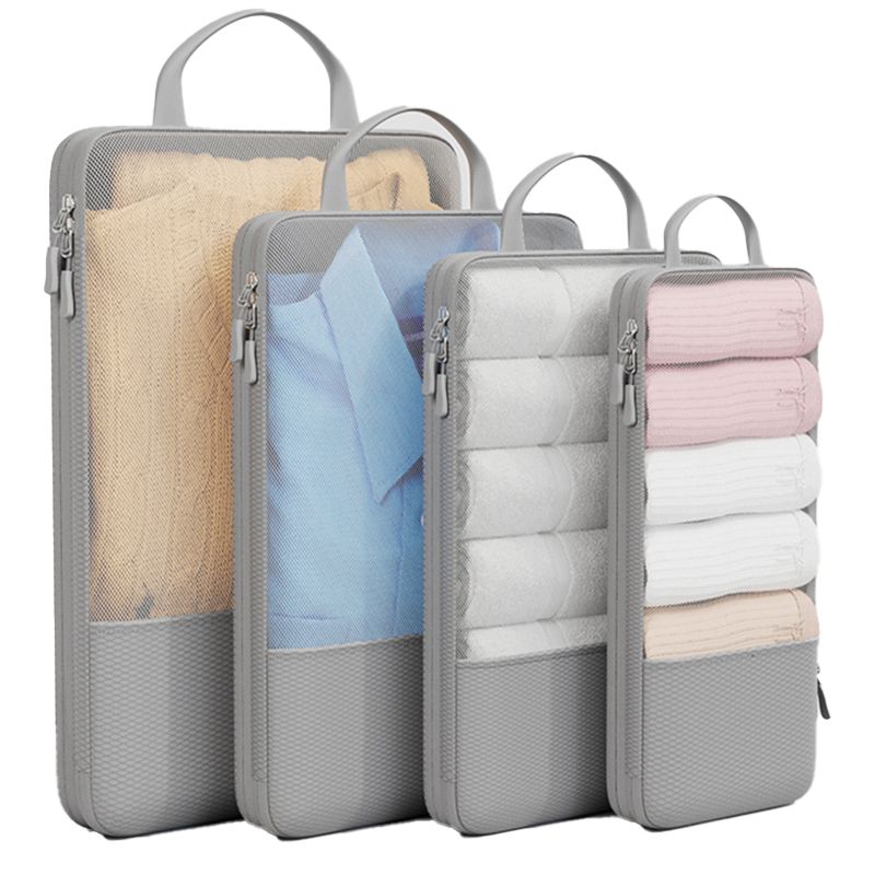 4 Pieces/Set Grey Compression Storage Travel Bags -YKR022