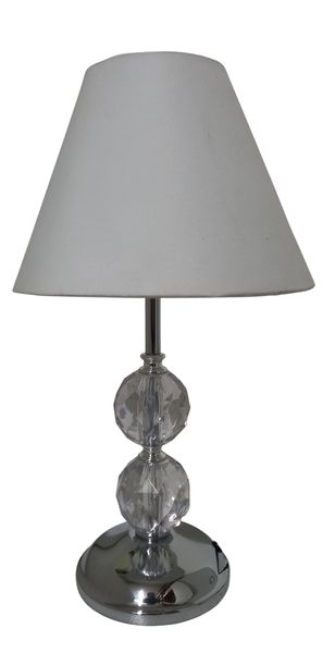 Litex Lamps Chrome Table Lamp with Two Acrylic Balls and Lampshade