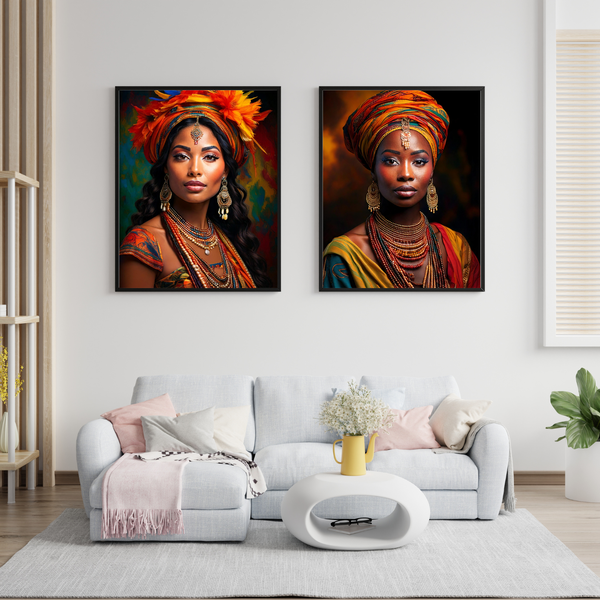 Rootedart Canvas Home Decor Wall Art - Ethnic Potraiture 2 Split