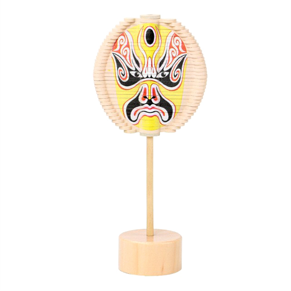 Wooden Spiral Lollipop Toys for Adults Chinese Opera Face Yellow