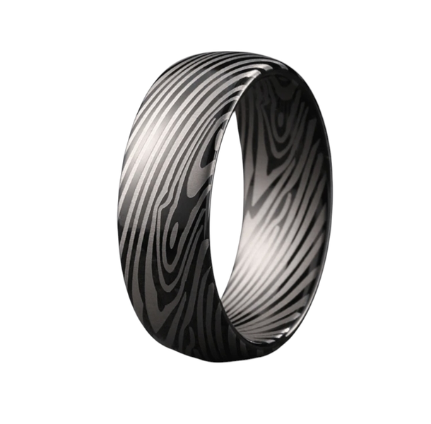 Black Damascus Tungsten Ring For Men's Wedding band