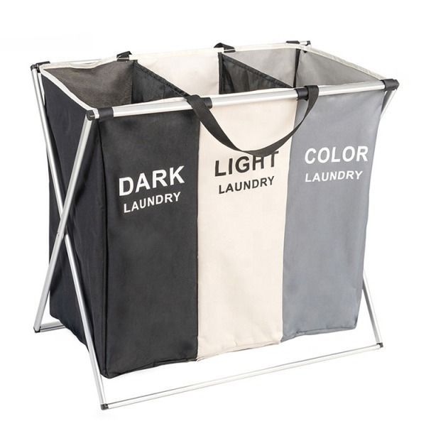 Foldable Laundry Basket Organizer, 3-Section Large Capacity