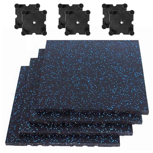 Gym Tile Flooring Mats 50 x 50cm - 4 Piece Set + 6 Connectors