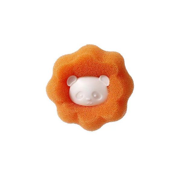 Bear Cleaning Ball Sticky Hair Convenient Sponge Washing Ball - Orange