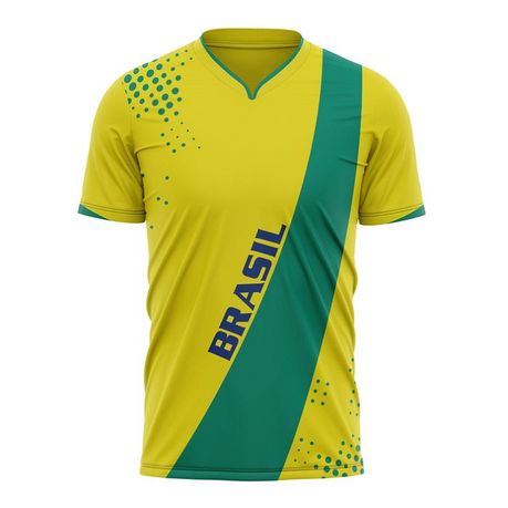 Short Sleeve Comfortable Jersey Fabrics Tshirt With Brazilian Flag