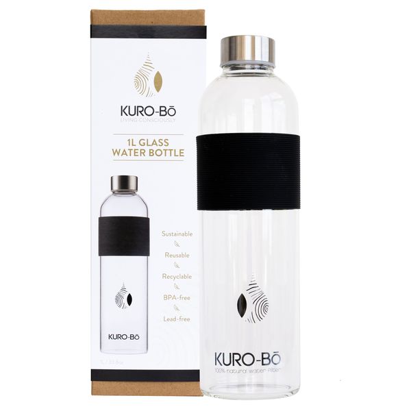 KURO-Bo Go-Eco Glass Water Bottle (1L)