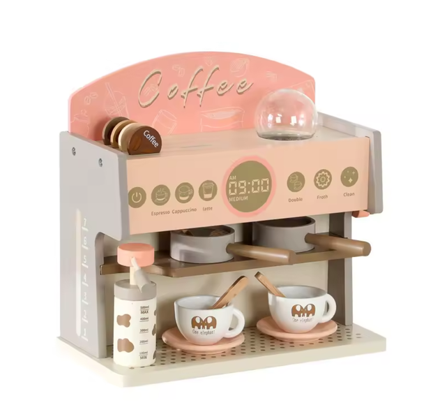 Treasure Toys - Kids Wooden Simulation Coffee Machine - Pink