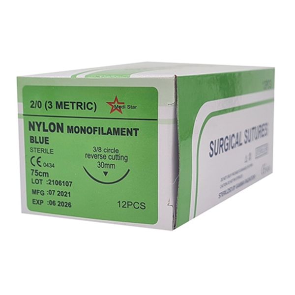 Suture Nylon Medistar Rc 75cm 12's