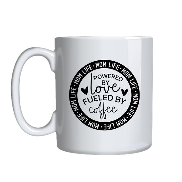 Powered By Love Coffee Mugs for Mother's Day Trendy Graphic Cup Present 049