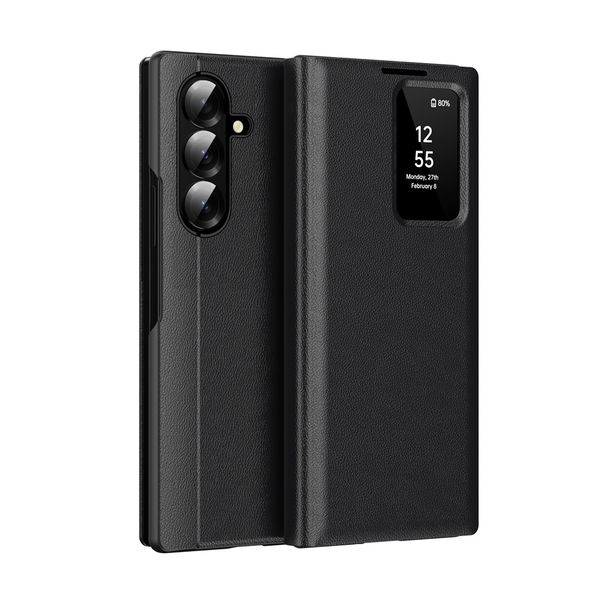 Smart Window Leather Flip Cover Compatible With Samsung Galaxy S23 Ultra
