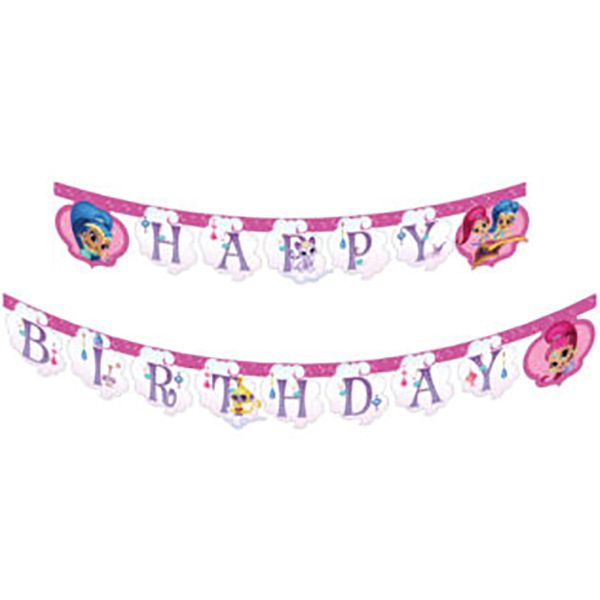 Shimmer&amp;Shine Glitter Friends Happy Birthday Die Cut Banner