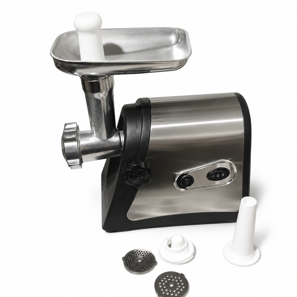 Electric Meat Grinder &amp; Sausage Maker - Stainless Steel, 2 Grinding Plates