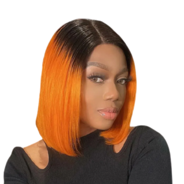 Full Frontal Brazilian Hair Wig, Orange Two Tone Wig.