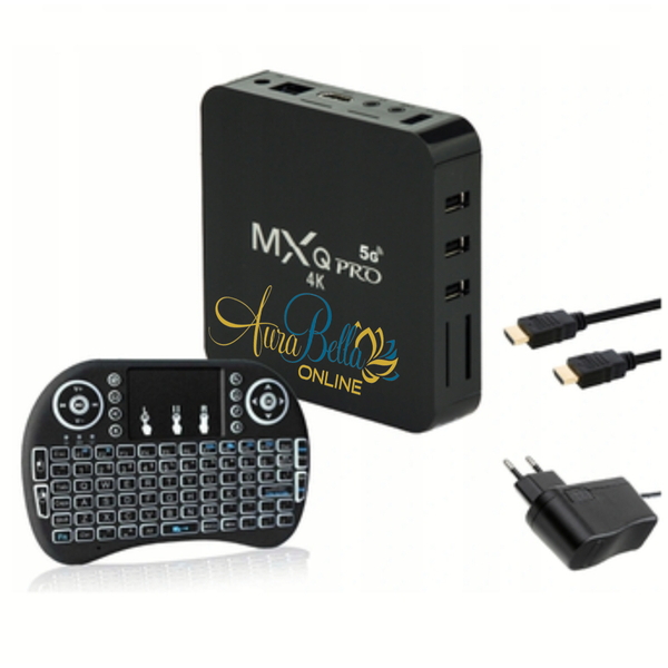 MXQ Pro Android TV Box + Wireless Keyboard - 3 Color Backlight