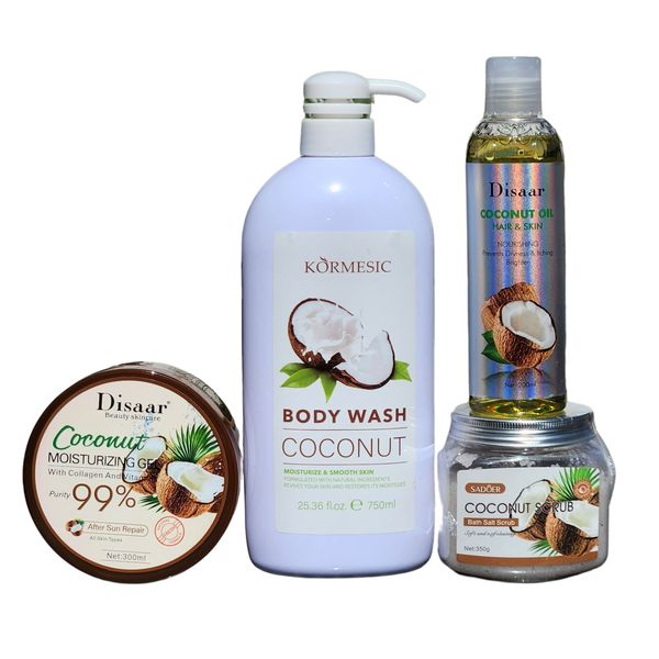 Kormesic Body Wash Coconut, Scrub, Moisturizing Gel, Coconut Oil