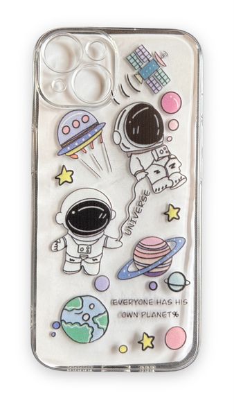 AMA Clear Silicone Cover For iPhone 14 Plus With Cartoon Astronaut