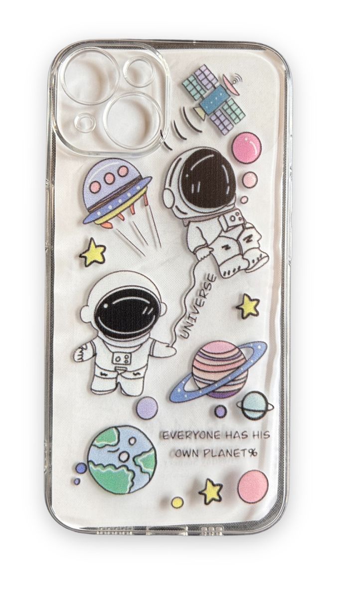 AMA Clear Silicone Cover For iPhone 14 Plus With Cartoon Astronaut