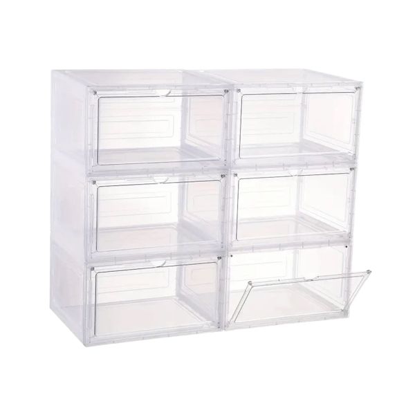 Drop Front Shoe Box Stackable Transparent Shoe Box AJ Snearker Box 6 packs