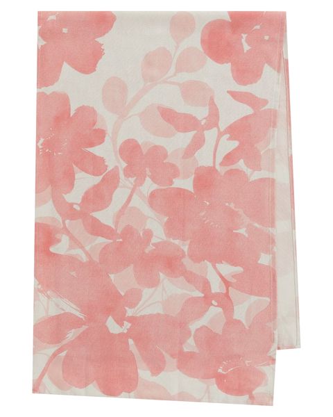 Light Beige and pink floral cotton table runner ( 45x150cm)