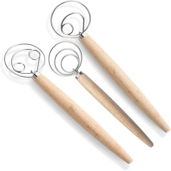 Danish Dough Whisk Bread Mixer,3 Pcs Stainless Steel Dutch Whisk for Cake D