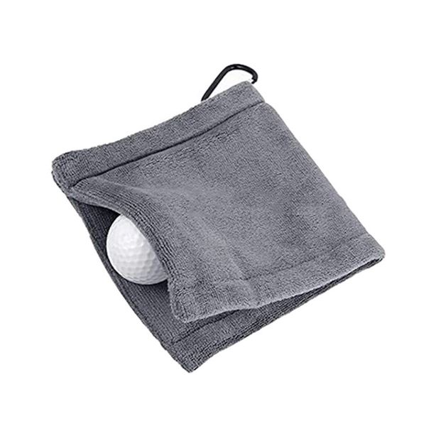 Microfiber Fleece Lining Golf Ball Cleaning Towel with Carabiner
