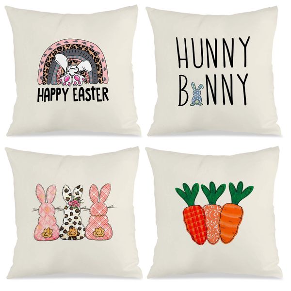 Easter Pillow Case, 45x45cm Zipper Closure Cushion Cover for Sofa