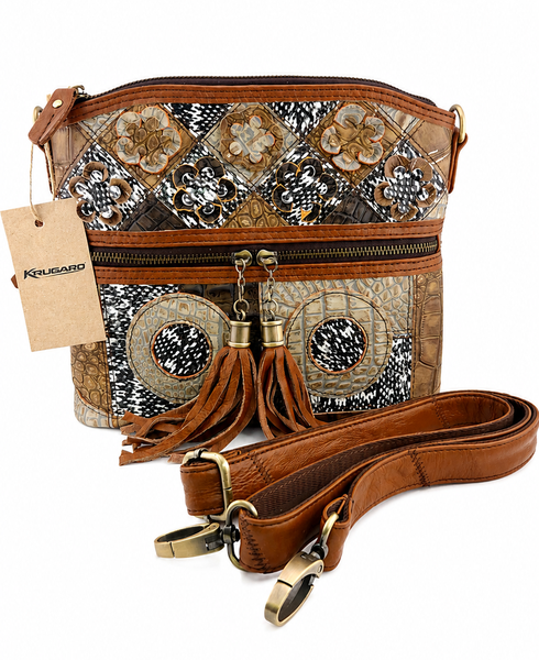 Krugaro Bohemian Art Genuine Leather Handbag Handmade Stylish Authentic