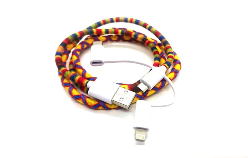 Digital Nomad - 3-in-1 Charging Cable - Yellow and Blue