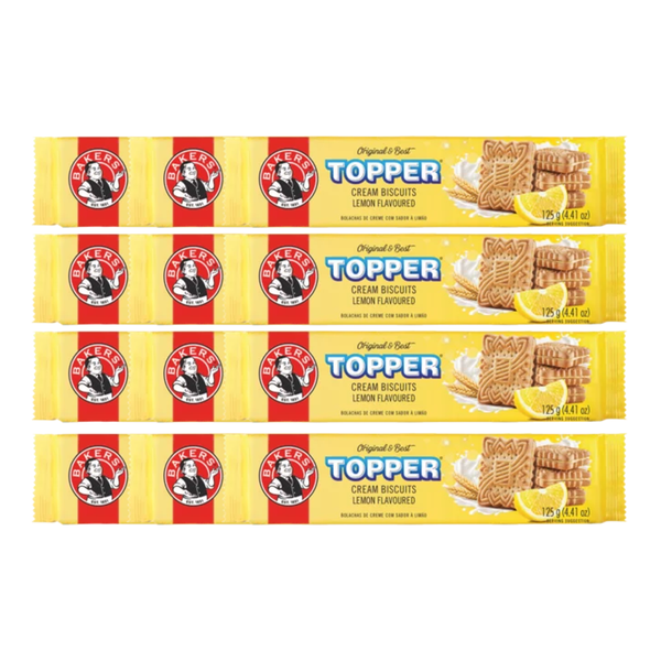 Bakers Topper Lemon Biscuits 12 x 125g - Lemon Cream Sandwich Biscuits