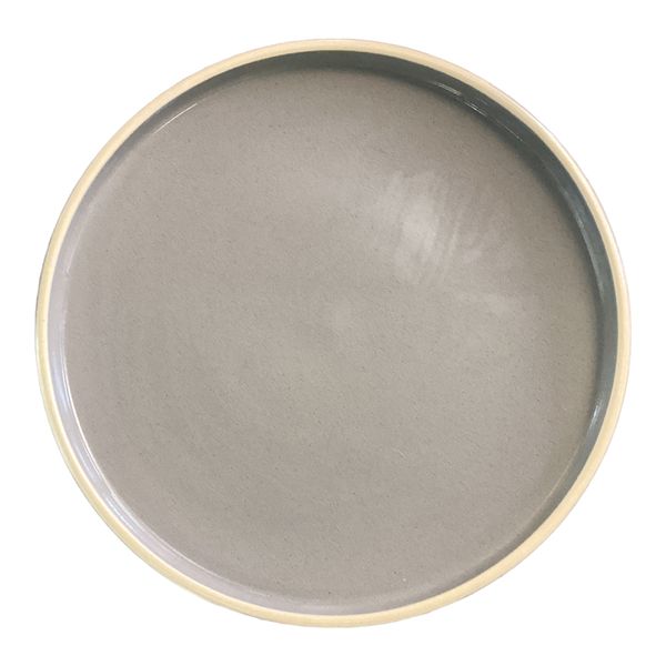 6 Piece Plate 27cm Lipped Grey Speckeled With Border